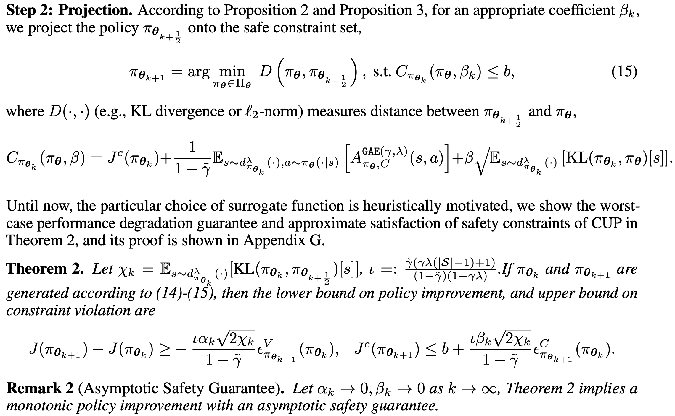Constrained Update Projection Approach to Safe Policy Optimization